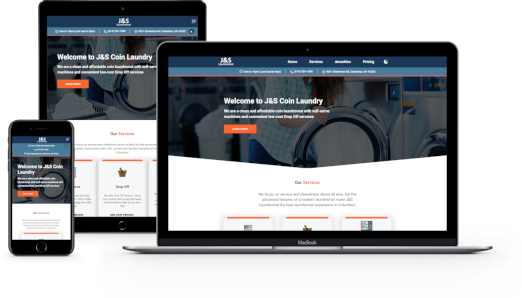 mobile device, tablet and computer displaying a client's website